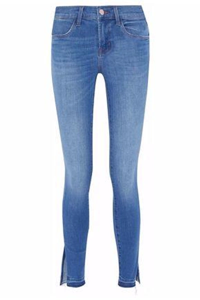 Shop J Brand Faded Mid-rise Skinny Jeans In Mid Denim
