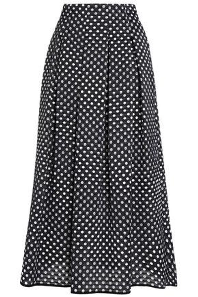 Shop Oscar De La Renta Woman Pleated Jacquard Maxi Skirt Black