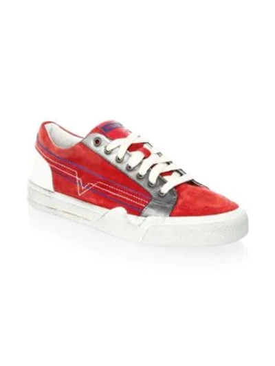 Shop Diesel Grindd Leather Sneakers In Tango Red
