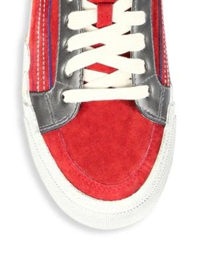 Shop Diesel Grindd Leather Sneakers In Tango Red