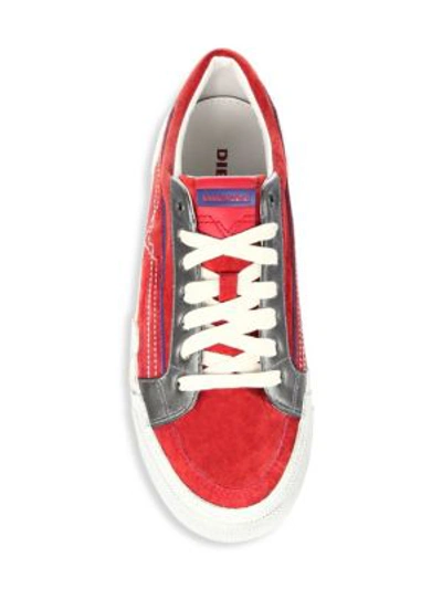 Shop Diesel Grindd Leather Sneakers In Tango Red