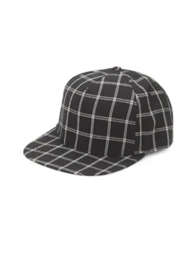 Shop Gents Flat-brim Check-print Baseball Cap In Black