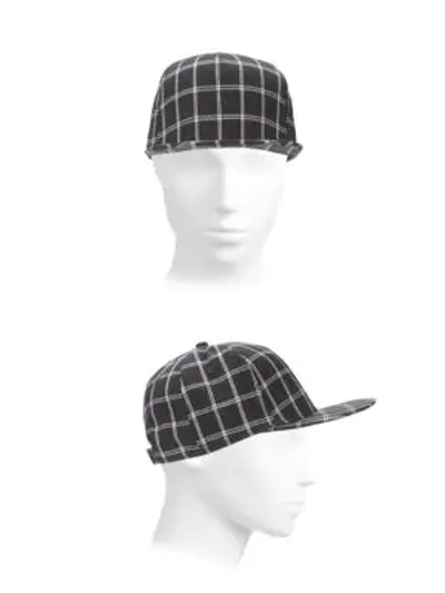 Shop Gents Flat-brim Check-print Baseball Cap In Black