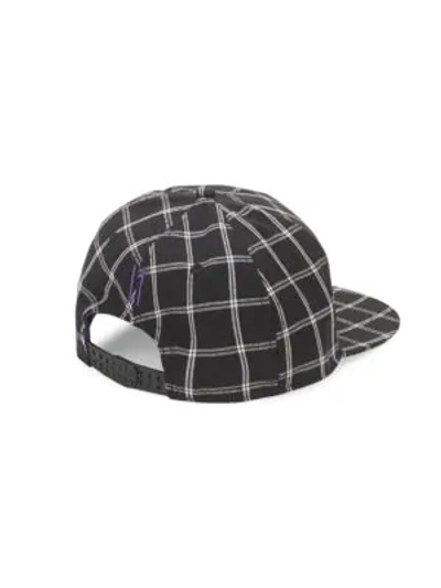 Shop Gents Flat-brim Check-print Baseball Cap In Black