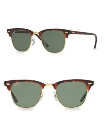 Shop Ray Ban Logo Clubmaster Sunglasses In Red Havana