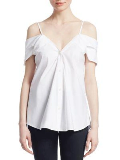 Shop Theory Cold-shoulder Button Top In White