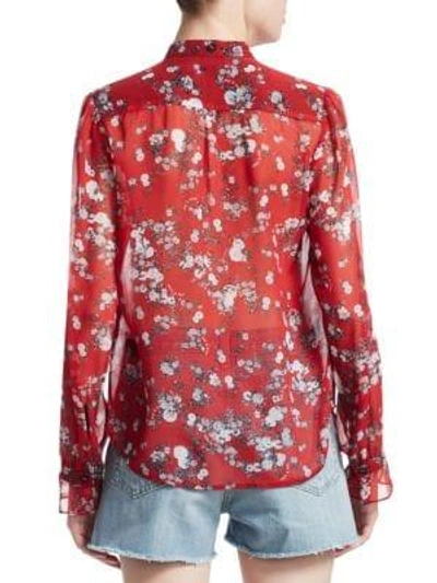 Shop Rag & Bone Susan Silk Floral Blouse In Red Garden Flower