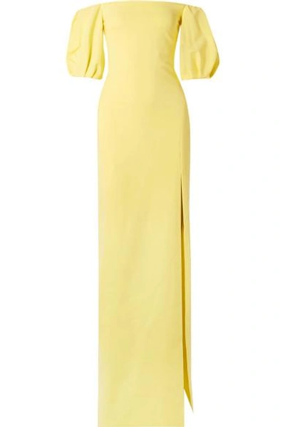 Shop Cushnie Et Ochs Reina Off-the-shoulder Stretch-crepe Gown In Pastel Yellow