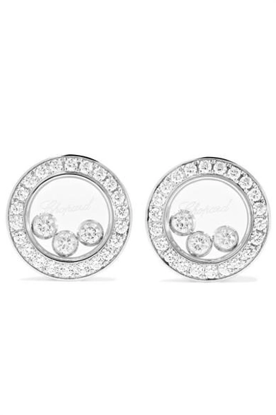 Shop Chopard Happy Diamonds 18-karat White Gold Diamond Earrings