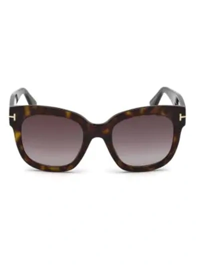 Shop Tom Ford Women's Beatrix 55mm Square Sunglasses In Dark Havana