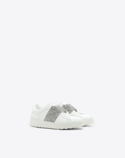 Shop Valentino Swarovski Open Sneaker In White