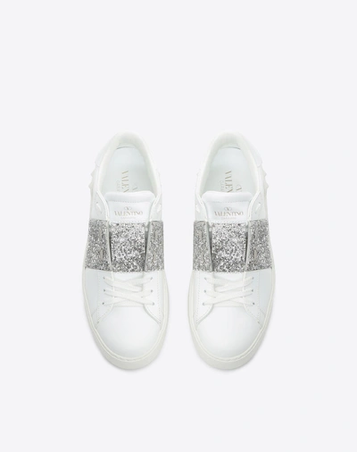 Shop Valentino Swarovski Open Sneaker In White