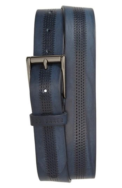 Shop Ted Baker Brambel Leather Belt In Navy