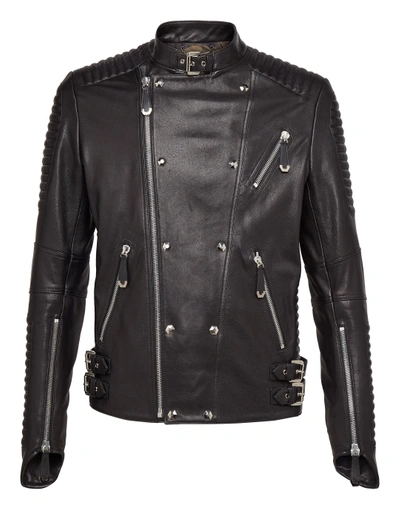 Shop Philipp Plein Leather Jacket "antosha"