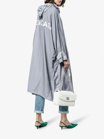 Shop Balenciaga Logo Midi Mac In Grey