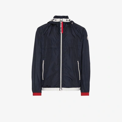 Shop Moncler Blue Alshat Hooded Shell Jacket