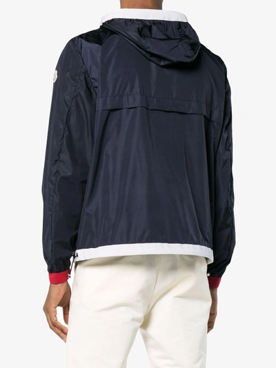 Shop Moncler Blue Alshat Hooded Shell Jacket