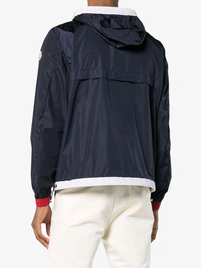 Moncler blue alshat store hooded shell jacket