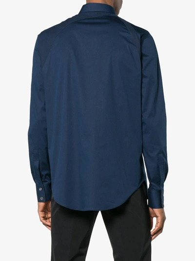 Shop Alexander Mcqueen Harness Long Sleeved Cotton Shirt In Blue
