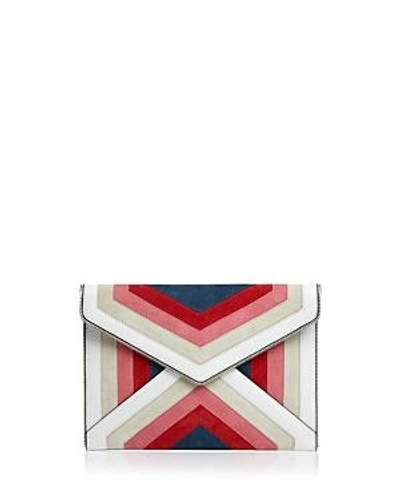 Shop Rebecca Minkoff Leo Leather Clutch In Pink Multi/silver