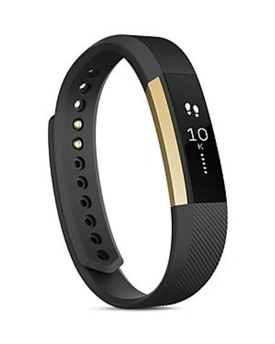 Shop Fitbit Alta Special Edition Fitness Wristband In Special Edition Black / 22k Gold Plated