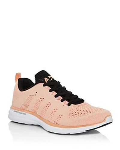 Shop Apl Athletic Propulsion Labs Athletic Propulsion Labs Women's Techloom Pro Knit Lace Up Sneakers In Blush/black