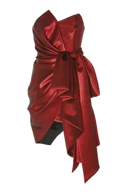 Shop Alexandre Vauthier Oversized Bow Mini Dress In Red