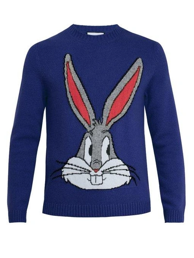 Gucci Bugs Bunny Wool Sweater In Navy | ModeSens