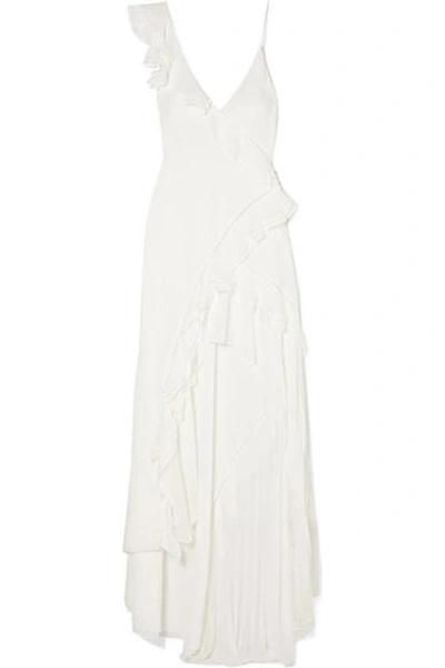Shop Jonathan Simkhai Lace-trimmed Swiss-dot Silk-georgette Gown In Ivory