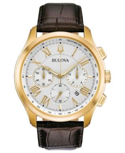 Shop Bulova Men's Chronograph Wilton Brown Leather Strap Watch 46.5mm