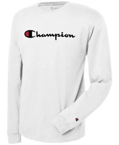 Shop Champion Men's Long-sleeve Logo T-shirt In White