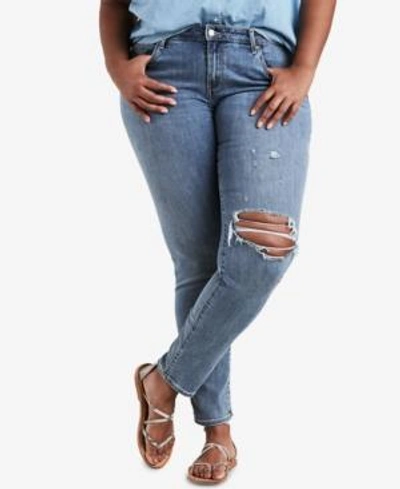Shop Levi's Plus Size 711 Ripped Skinny Jeans In Light Blue