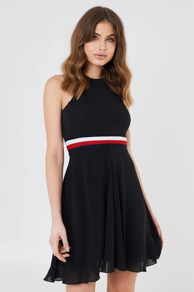 Tommy Hilfiger Gigi Hadid Silk Racer Back Dress - Black | ModeSens