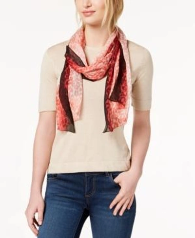 Shop Calvin Klein Ombre-border Leopard-print Silk Scarf In Nectar