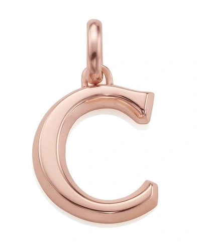 Shop Monica Vinader Rose Gold-plated Alphabet Pendant C In White