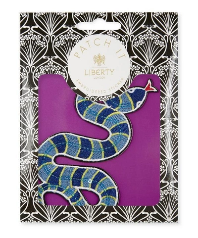 Shop Liberty London Embroidered Snake Sticker Patch In White