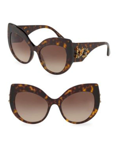 Shop Dolce & Gabbana 55mm Cat Eye Sunglasses In Brown Havana