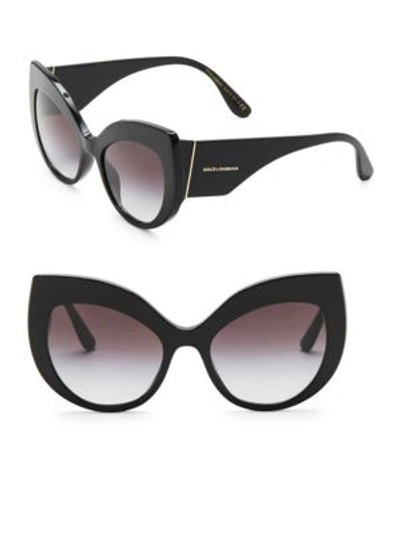 Shop Dolce & Gabbana 55mm Cat Eye Sunglasses In Black Grey