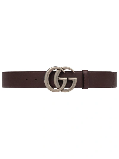 Shop Gucci Leather Belt With Double G Buckle