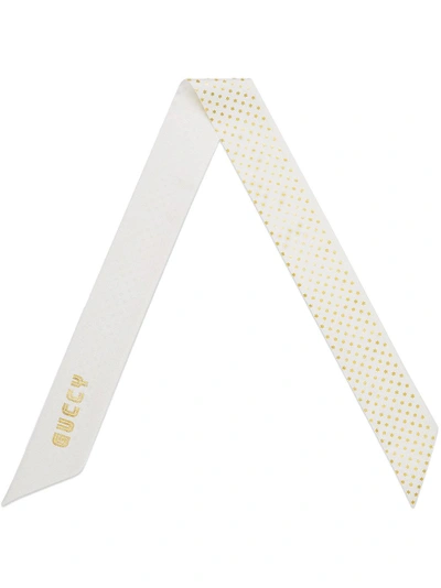 Shop Gucci Guccy Silk Neck Bow In 9000 Bianco