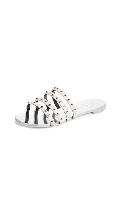 Shop Giuseppe Zanotti Strappy Stud Sandals In White/silver