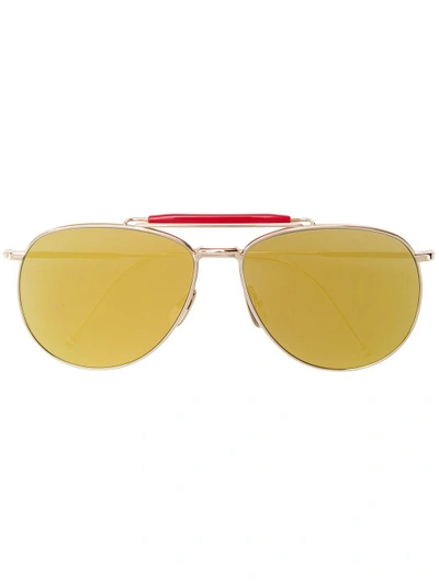 Shop Thom Browne Eyewear Aviator Sunglasses - Metallic