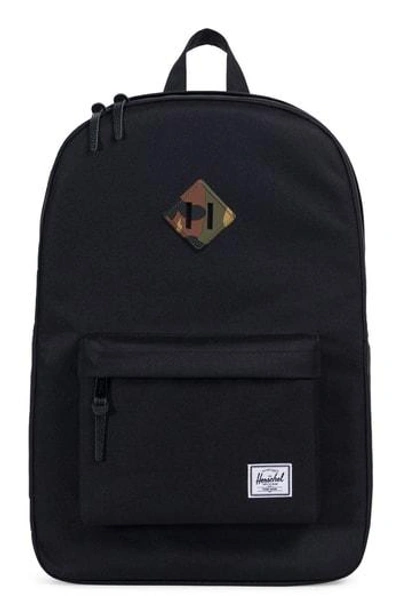 Shop Herschel Supply Co Heritage Reflective Backpack - Black In Black/ Woodland Camo