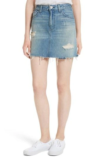Shop 3x1 Celine Distressed Denim Skirt In Laz