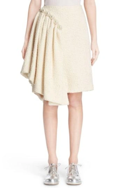 Shop Simone Rocha Embellished Sparkle Tweed Skirt In Cream