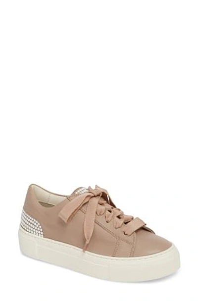 Shop Agl Attilio Giusti Leombruni 'pearl' Embellished Sneaker In Pale Leather