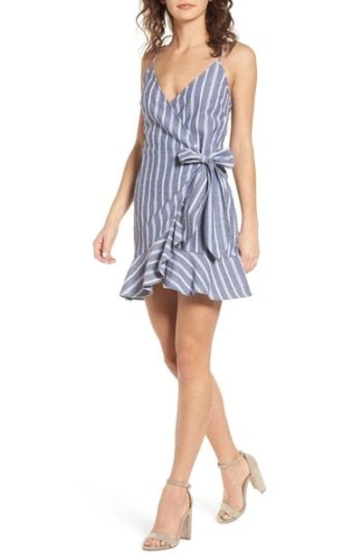 Shop The Fifth Label Voyage Stripe Wrap Dress In Navy/ White