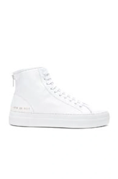 Shop Common Projects Leather High Tournament Super Sneakers In White