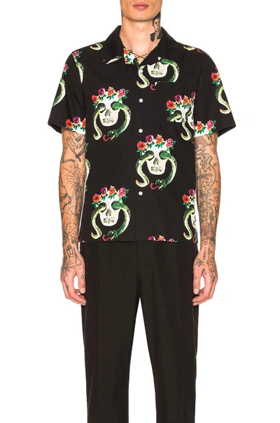Shop Stussy Skull Pattern Shirt In Black