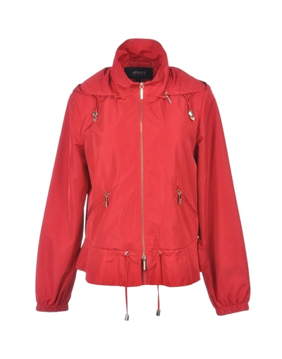 Shop Armani Jeans Full-length Jacket In Red